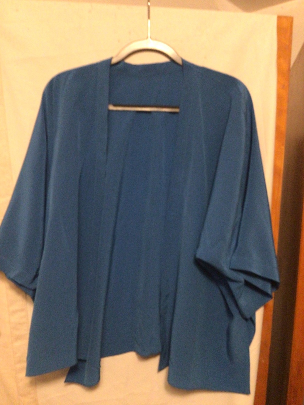 OVCIO 100% silk cover up open jacket with rosette contrast belt SZ OS New